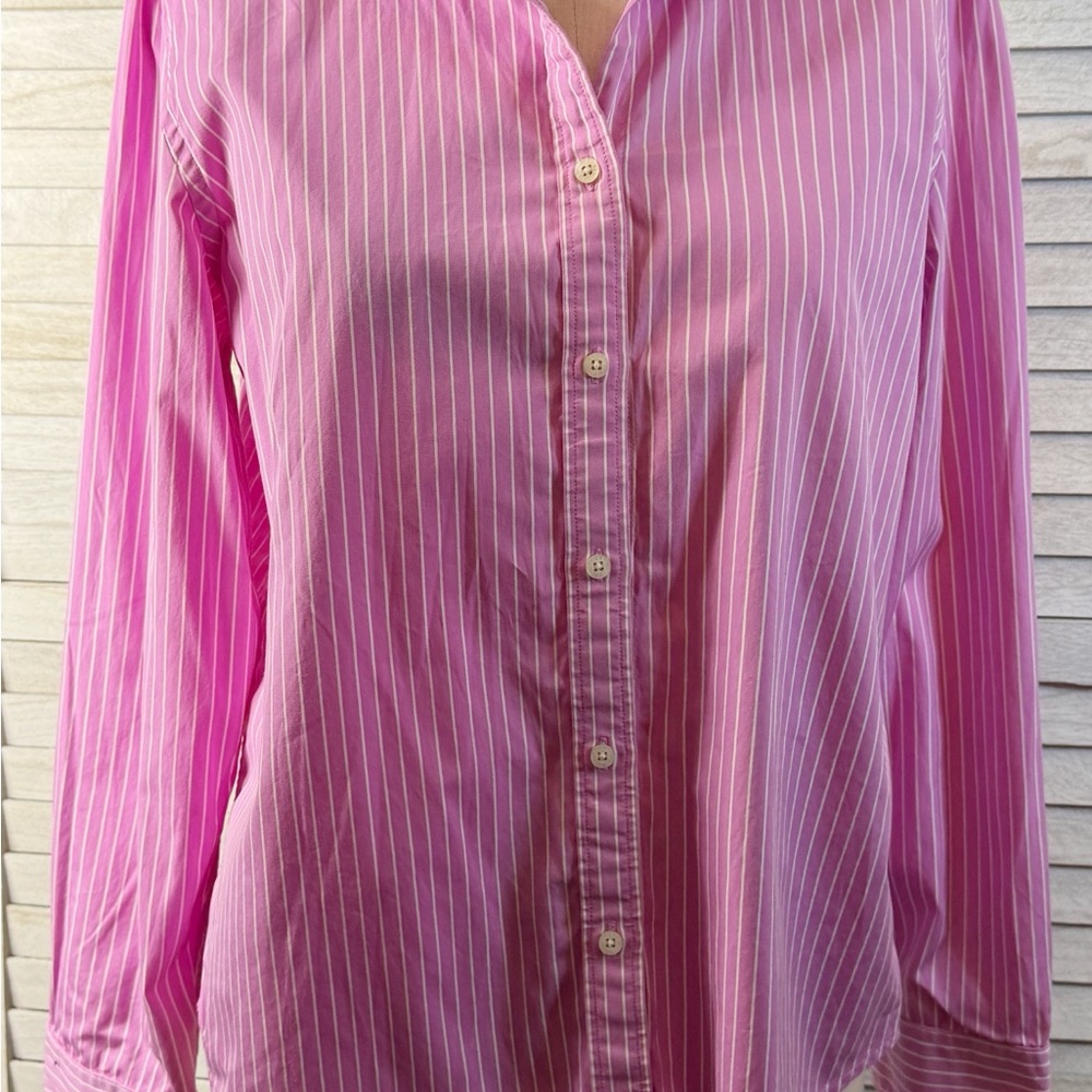 Lauren by RL Pink Striped Button-Up Shirt. Great Condition. Size Large - Picture 4 of 12